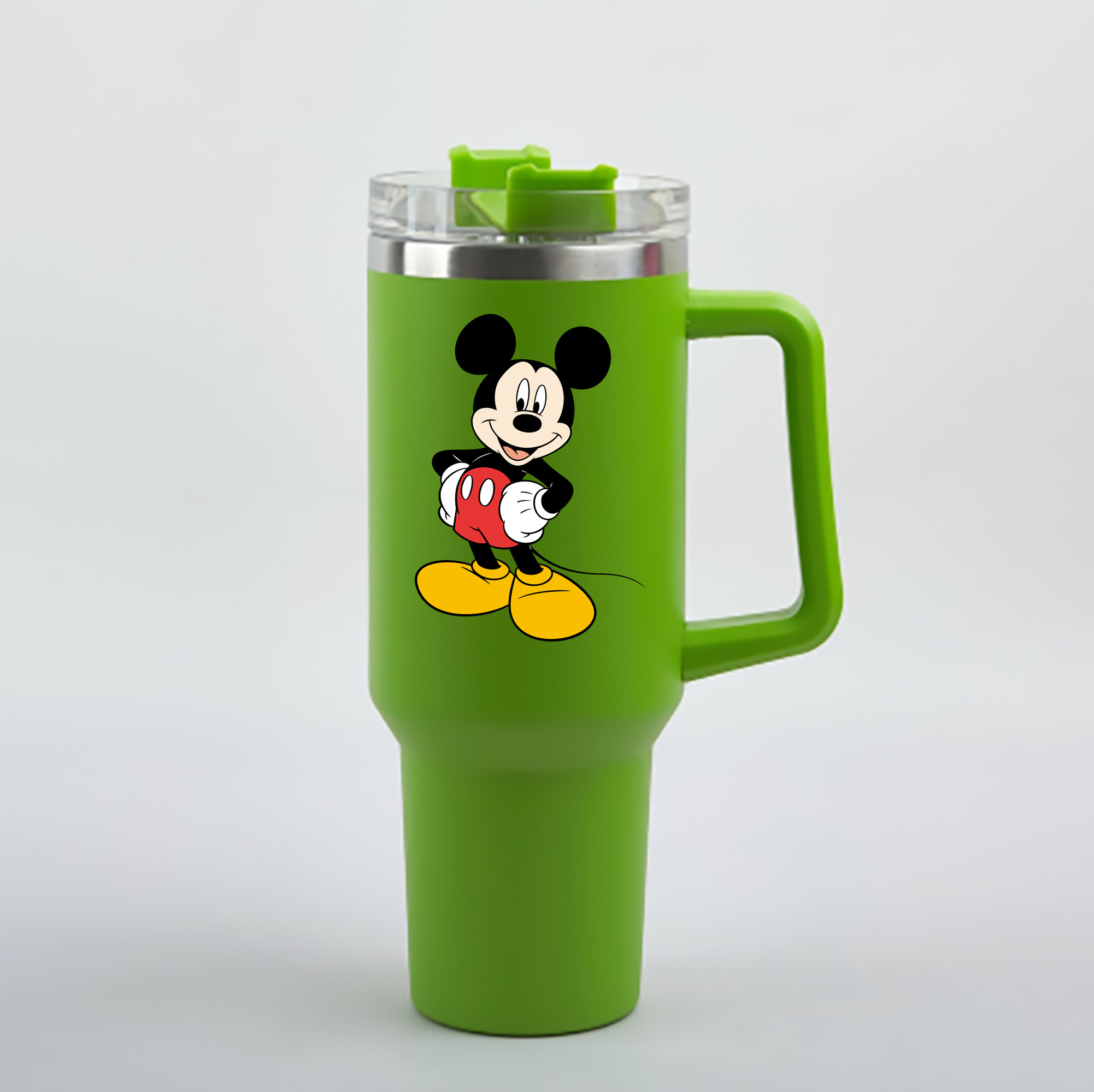 （画像用） ミッキーマウス Mickey Mouse 1200mL車用タンブラー - クリスタルステッカー（プラスチックストロー付き）